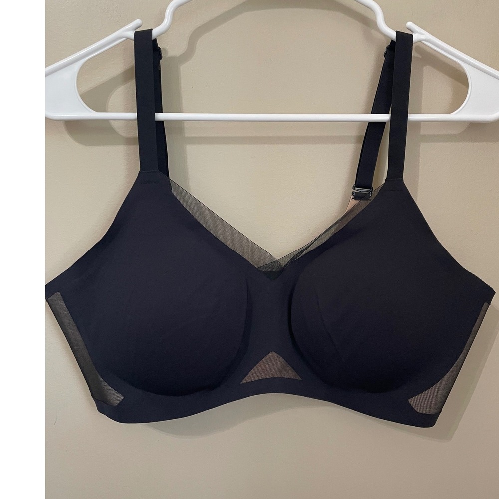 Honeylove Crossover Bra Black Mesh Wireless Support Bralette Womens XL